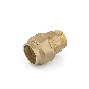 T119 RACCORDO DIRITTO MASCHIO CON ANELLO IN OTTONE