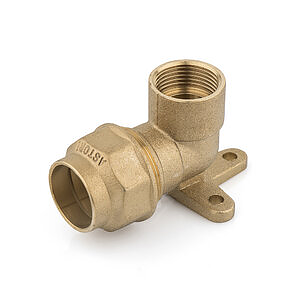 T124 RACCORDO CURVO CON FLANGIA CON ANELLO IN OTTONE