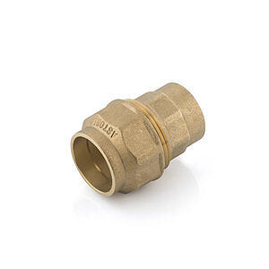 T120 RACCORDO DIRITTO FEMMINA CON ANELLO IN OTTONE