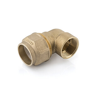T113 RACCORDO CURVO FEMMINA CON ANELLO IN PLASTICA